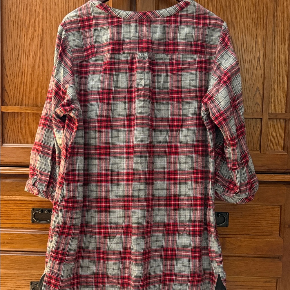 Disney Luxe Collection Plaid Flannel Pajama Nightgown Sleep Shirt Mickey Gown - Picture 5 of 9